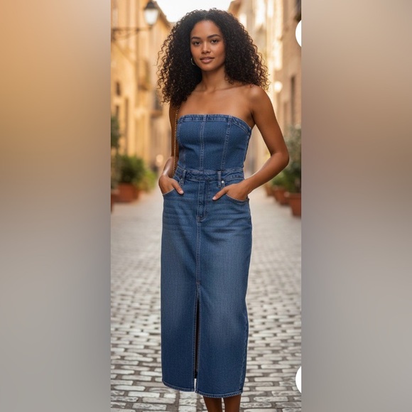 Pilcro Dresses & Skirts - Pilcro The Madi Front-Slit Denim Dress size dmall